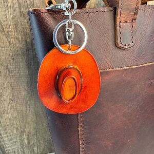Western Leather Purse Charm Cowboy Hat Keychain NeW FAST SHIP Bag Flair